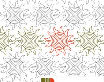 SUMMER SOLSTICE Spiral Sun Digital Longarm Pantograph for Computerized Quilting (Digital Download)