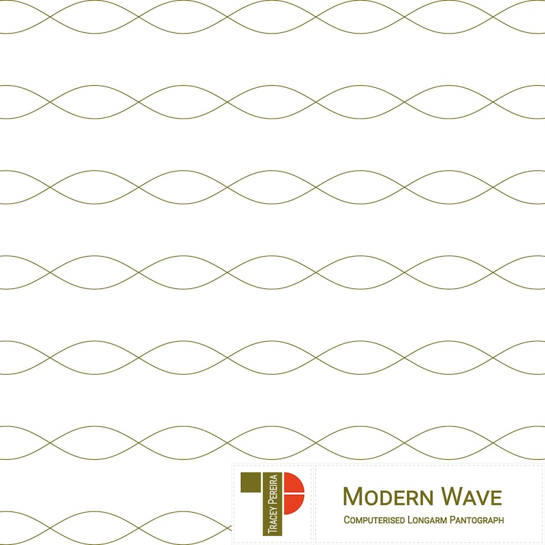 A repeated wavy line design for use by computerised longarm quilting machines. Every second wavy line has been moved to overlap the first to create a series of cable like rows.