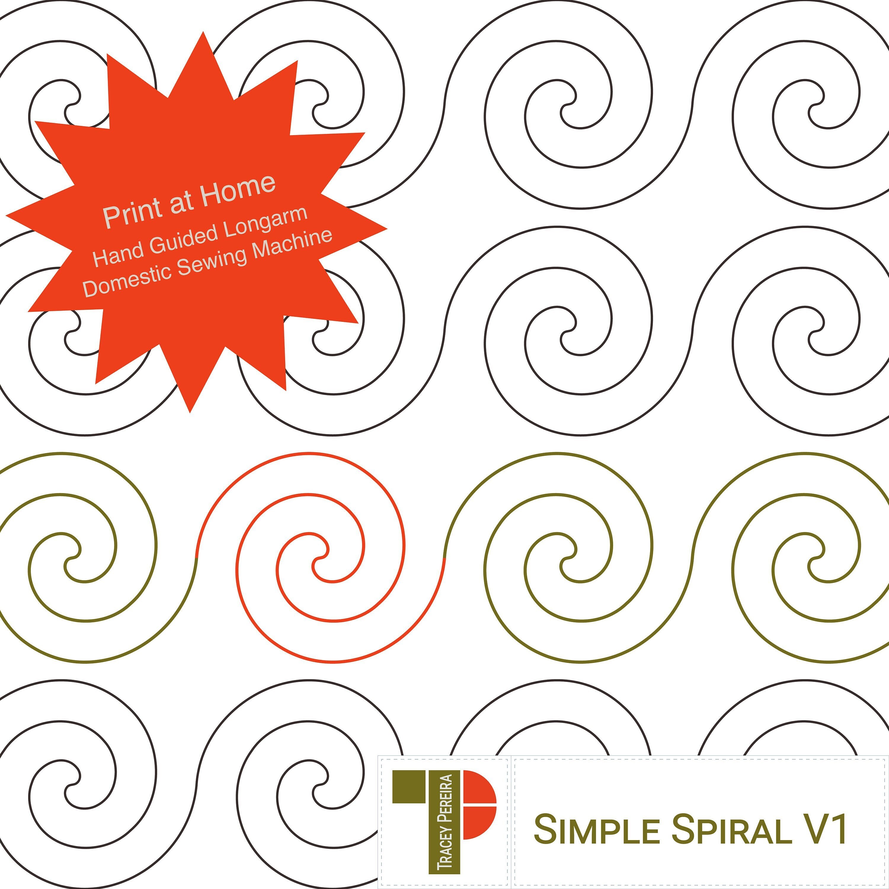 einfache spiral langarm pantograph muster: print-at-home quilting