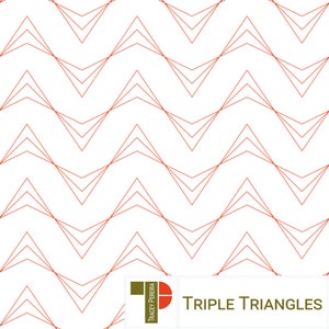 A single line repeating design of a set of three triangles for computerised quilting machines.