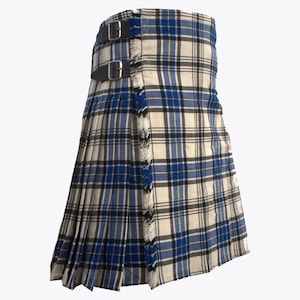 Handmade Hannay Plaid Kilt:Traditional Scottish Kilt, Leather Straps