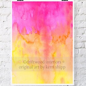 Abstract Watercolor Print Splice 11 x 14 Abstract Giclee Print Pink and Orange Watercolor Art image 1