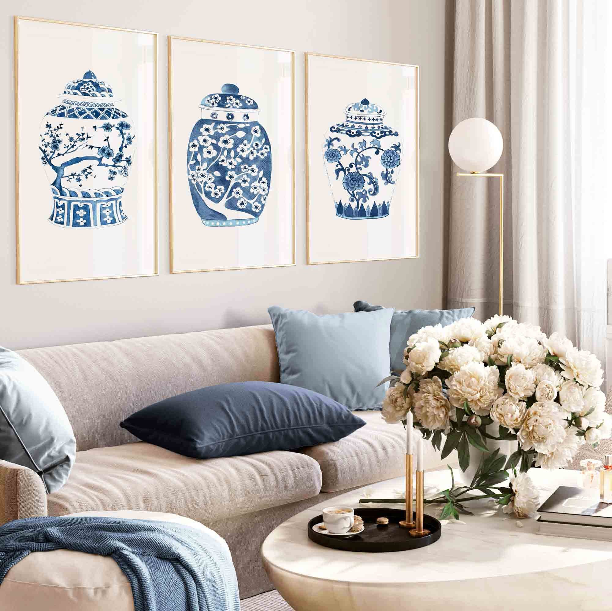 Chinoiserie Ginger Jar Print Set: Blue White Ming Vases Wall Art - Etsy