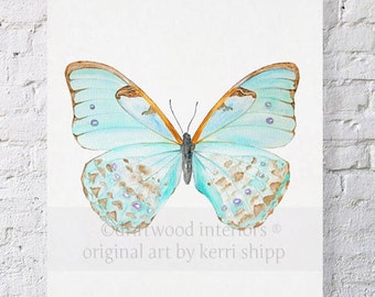 Butterfly Print in Celadon - Petit Papillon Series