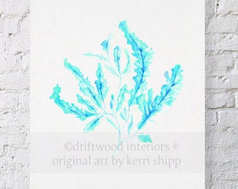 Seaweed in Turquoise Print 11x14