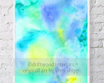 Blue Abstract Watercolor Print- "Plume" 11 x 14" - Blue and Green Watercolor - Abstract Art - Modern Abstract Print - Contemporary Art