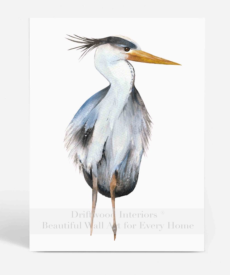 Great Blue Heron Wall Art Set of 3 Prints Abstract Watercolor Etsy