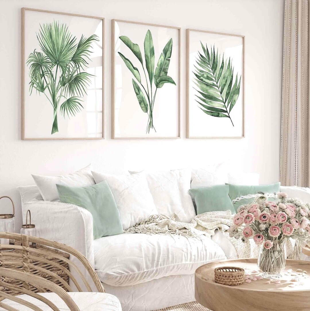 Tropical Leaf Watercolor Art Prints: Set of 3, Minimalist Decor - Etsy ...