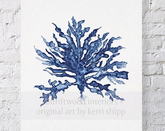 Sea Coral III in Denim Print 8x10 - Sea Life Art Print - Coral Art Print - Blue Coral Print - Seaweed Giclee Print - Marine Life Print