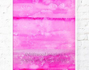 Abstract Watercolor Print in Fuchsia Pink 11 x 14 - Pink Watercolor Print - Watercolour Art Print - Abstract Art