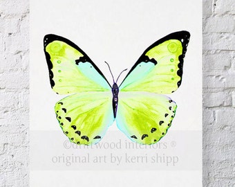 Butterfly in Green 8x10 - "Papillon Verte" - Green Aqua Butterfly Print