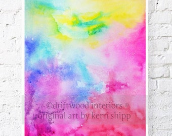 Abstract Watercolor 'Fusion' 8x10 Print - Watercolor Art - Neon Abstract Print - Watercolour Print - Modern Art Print