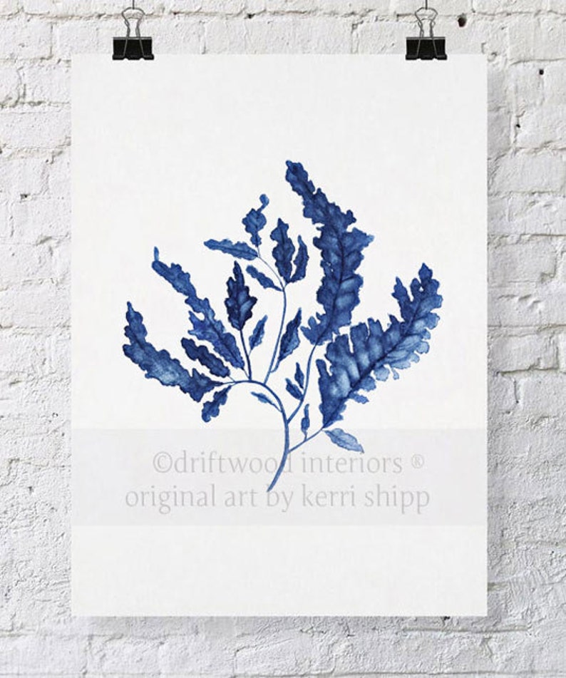 Blue Seaweed Wall Art 11x14 Wall Art Home Decor Blue Coral Etsy