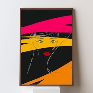 Vibrant Woman Portrait Abstract Art Print: Modern Wall Decor (Digital Download