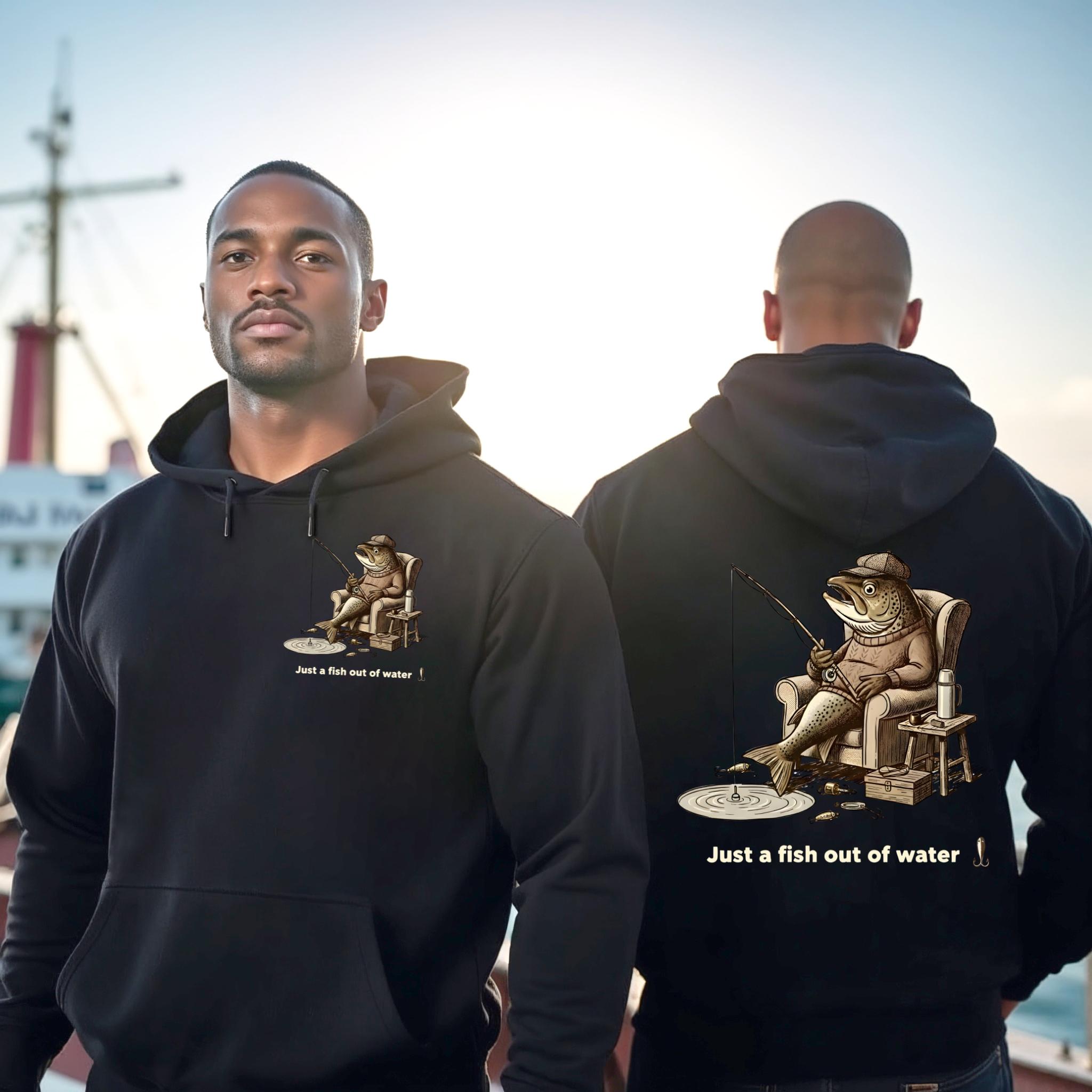 Sweat Capuche Noir Pêche Sweat Capuche Illustration Pêche