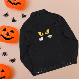 Embroidered Unisex Halloween Themed Denim Jacket.