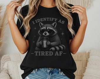Raccoon T-shirt sleepy animal graphic tee Gift for Mom Racoon Graphic Shirts