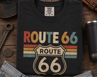 Route 66 Centennial T Shirt 100 Years Vintage Retro Highway Tee 1926 Anniversary Shirt Americana Road Trip Gift Unisex Striped Shirt