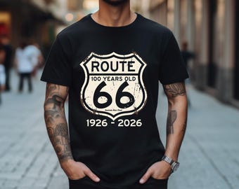 Route 66 100 Years 1926-2026 T-shirt | Vintage Highway Sign