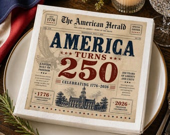 Servilletas America 250 (1776-2026) Servilletas patrióticas para fiestas Decoración vintage americana Decoración de mesa para celebración del Día de la Independencia Servilleta de aniversario