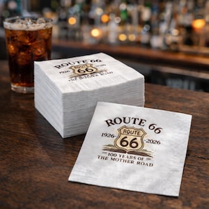 Route 66 100 Year Anniversary Napkins Vintage Mother Road Party Decor Bar & Restaurant Table Napkins Americana Event Supplies