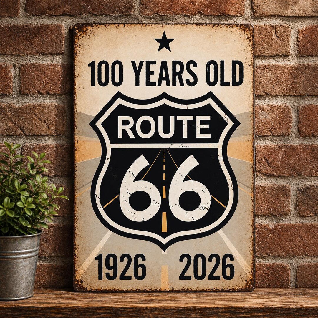 Route 66 100 Years Metal Art Sign 1926-2026 Vintage Road Shield - Etsy