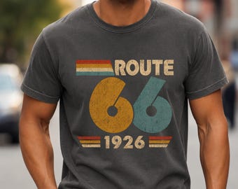 Route 66 Centennial T Shirt Vintage Retro Highway Tee 1926 Anniversary Shirt Americana Road Trip Gift Unisex Striped Shirt
