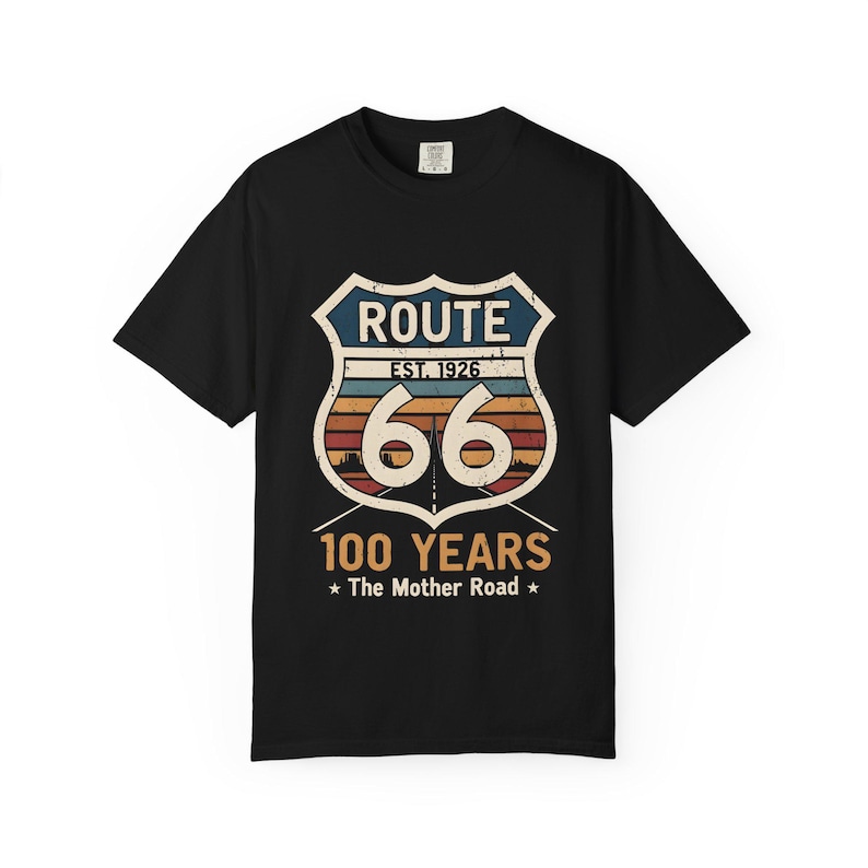 Retro Route 66 Centennial T-Shirt Classic Americana Road Trip Tee | 100th Anniversary Mother Road Rt. 66 Souvenir Shirt for Men & Women image 7
