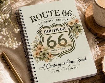 Route 66 Journal, Centennial Edition Notebook, Vintage Road Trip Journal, Dotted Spiral Notebook, Traveler Gift, Bullet Journal