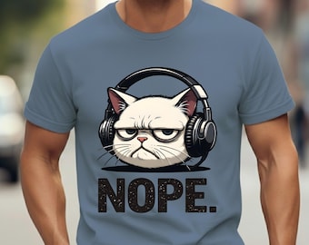 Sarcastic Cat Graphic Tee, Funny Humor Shirt Cat Meme T-Shirt Grumpy Cat Attitude Tee Introvert Humor Shirt