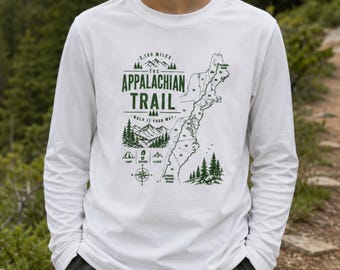 AppalachianTrail Jugend Shirt Kinder Wandershirt Langarm Shirt Outdoor Adventure Shirt Wanderkarte Geschenk für Jungen