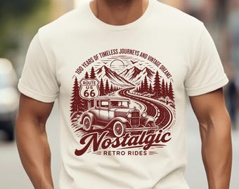 Route 66 100 Years T-Shirt Vintage Road Trip Tee Retro Highway Graphic Classic Car Travel Shirt Centennial Gift 1926-2026