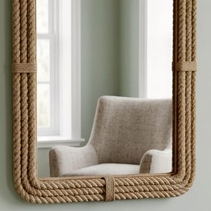 Rectangular Rope Mirror - Nautical Wall Decor