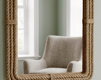 Espejo rectangular con forma de cuerda - Decoración náutica para pared
