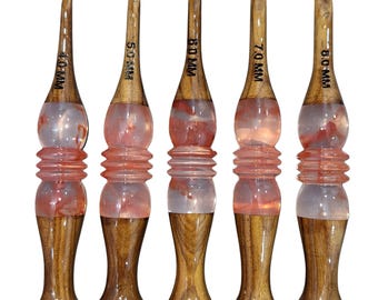 Handmade Wood & Resin Crochet Hook Set: Ergonomic Knitting Supplies