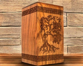 Urna funeraria de madera de sheesham: Caja conmemorativa Árbol de la Vida