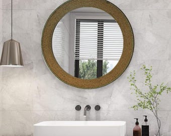 Handmade Jute Rope Mirror: Round Boho Farmhouse Wall Decor