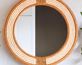 Espejo rústico de cuerda hecho a mano: decoración de pared estilo casa de campo costera (12”-36”)