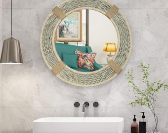 Handmade Jute Rope Mirror: Boho Coastal Wall Decor (12-36 Inch)