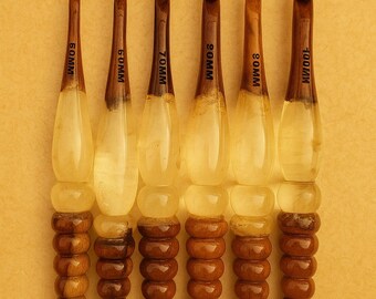 Juego de ganchos de ganchillo ergonómicos de madera: hilo grueso, herramientas de ganchillo hechas a mano.
