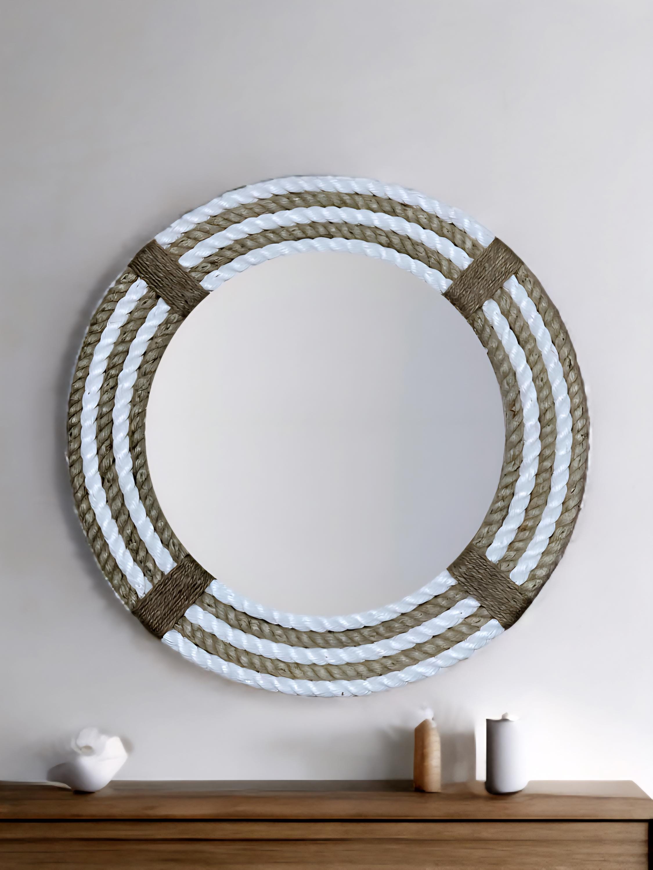 Nautical Rope Round Handmade Nautical Rope Round Mirror – Coastal Beach Decor - Etsy