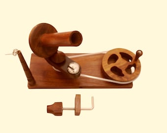 Devanador de hilo de madera artesanal: Devanador de lana vintage para tejer y hacer ganchillo.