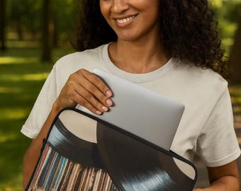 Retro Vinyl Record Laptop Sleeve, Music Lover MacBook Case, Aesthetic MacBook Sleeve, DJ Gift, Protective Neoprene Cover