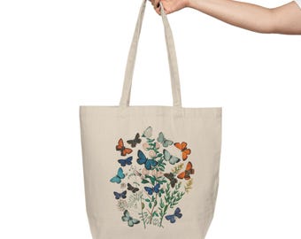 Schmetterling Blumenstrauß Canvas Tasche | Blumen Schmetterlings-Einkaufstasche