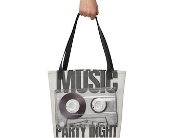 Music Cassette Tape Polyester Tote Bag