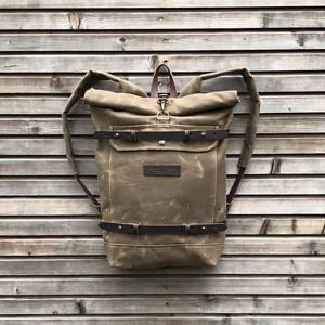 Sac à dos en waxed canvas avec cuir
