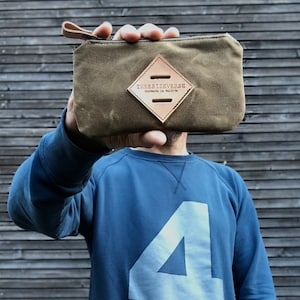 Funda para lápices, bolsa pequeña, bolsa para lápices hecha en lienzo encerado