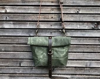 Waxed filter twill day bag / small messenger bag / canvas satchel