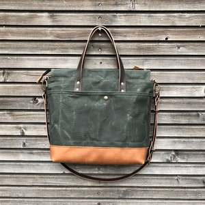 Waxed Canvas Tote Bag Office Tote With Padded Laptop Compartment ...