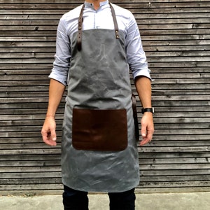 Waxed Canvas and Leather Apron / Craftsman's Apron / Sturdy Barber's ...